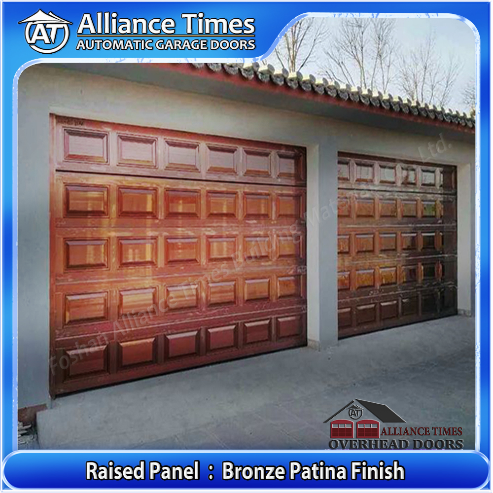 Aluminum Raised Panel Sectional Garage Door : Bronze Patina Finish