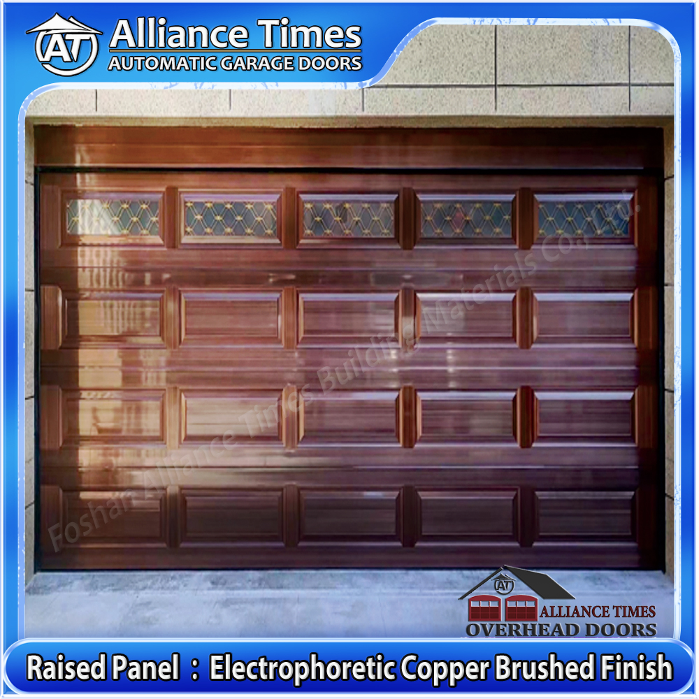 Aluminum Raised Panel Sectional Garage Door : ElectroPhoretic Copper Brushed Finish