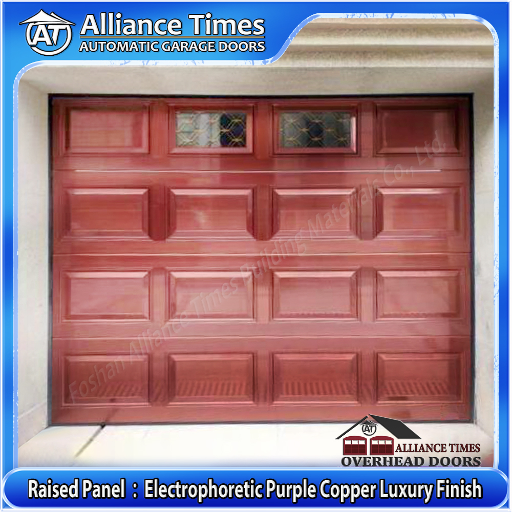 Aluminum Raised Panel Sectional Garage Door : Electrophoretic Purple Copper Luxury Finish