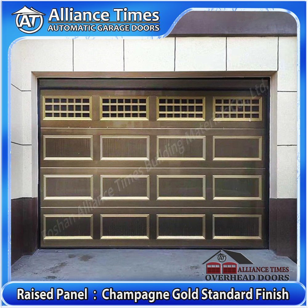 Aluminum Raised Panel Sectional Garage Door : Champagne Gold Standard Finish