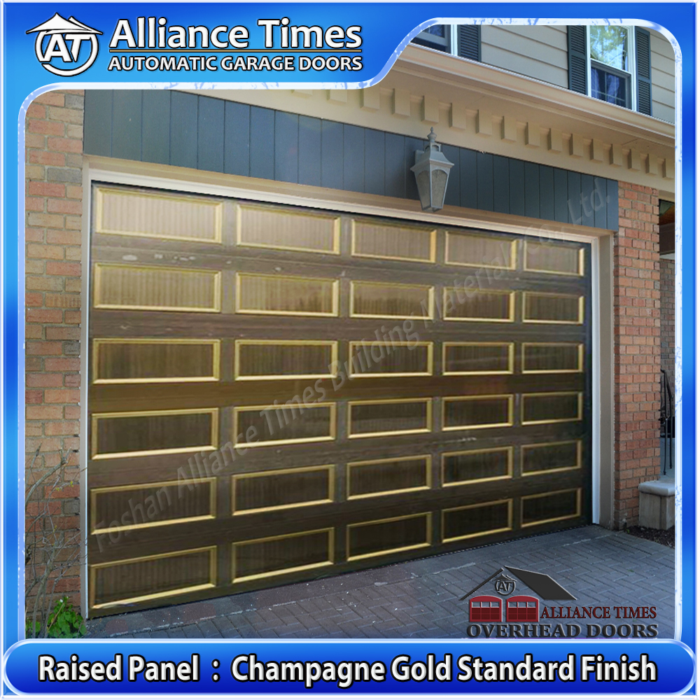 Aluminum Raised Panel Sectional Garage Door : Champagne Gold Standard Finish