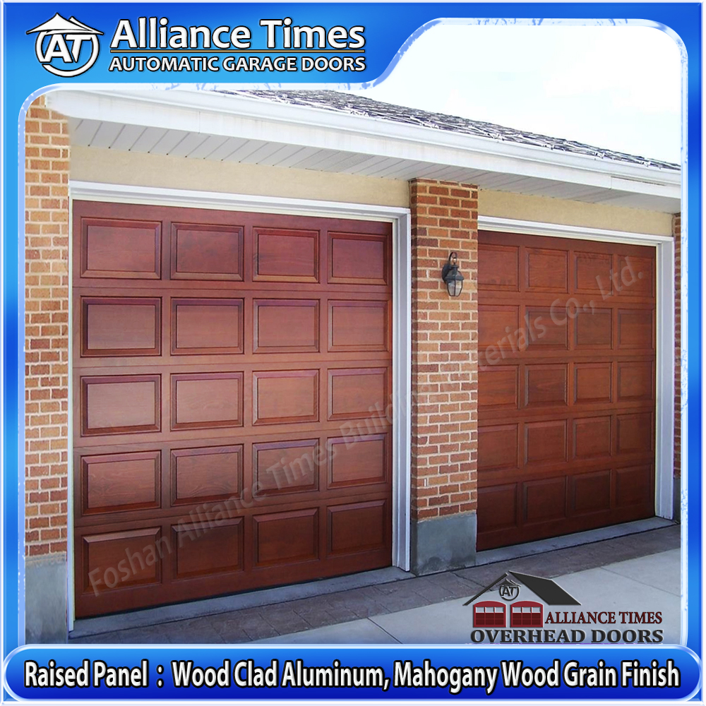 Wood Clad Aluminum Laminated Sectional Garage Doors : Mahogany Wood Grain Finish