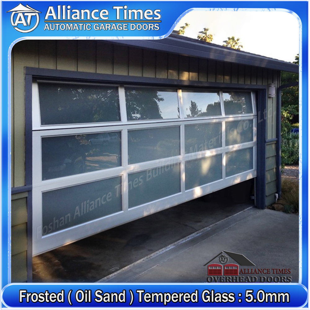 Aluminum Tempered Glass Sectional Garage Doors : Oil Sand Frosted Glass