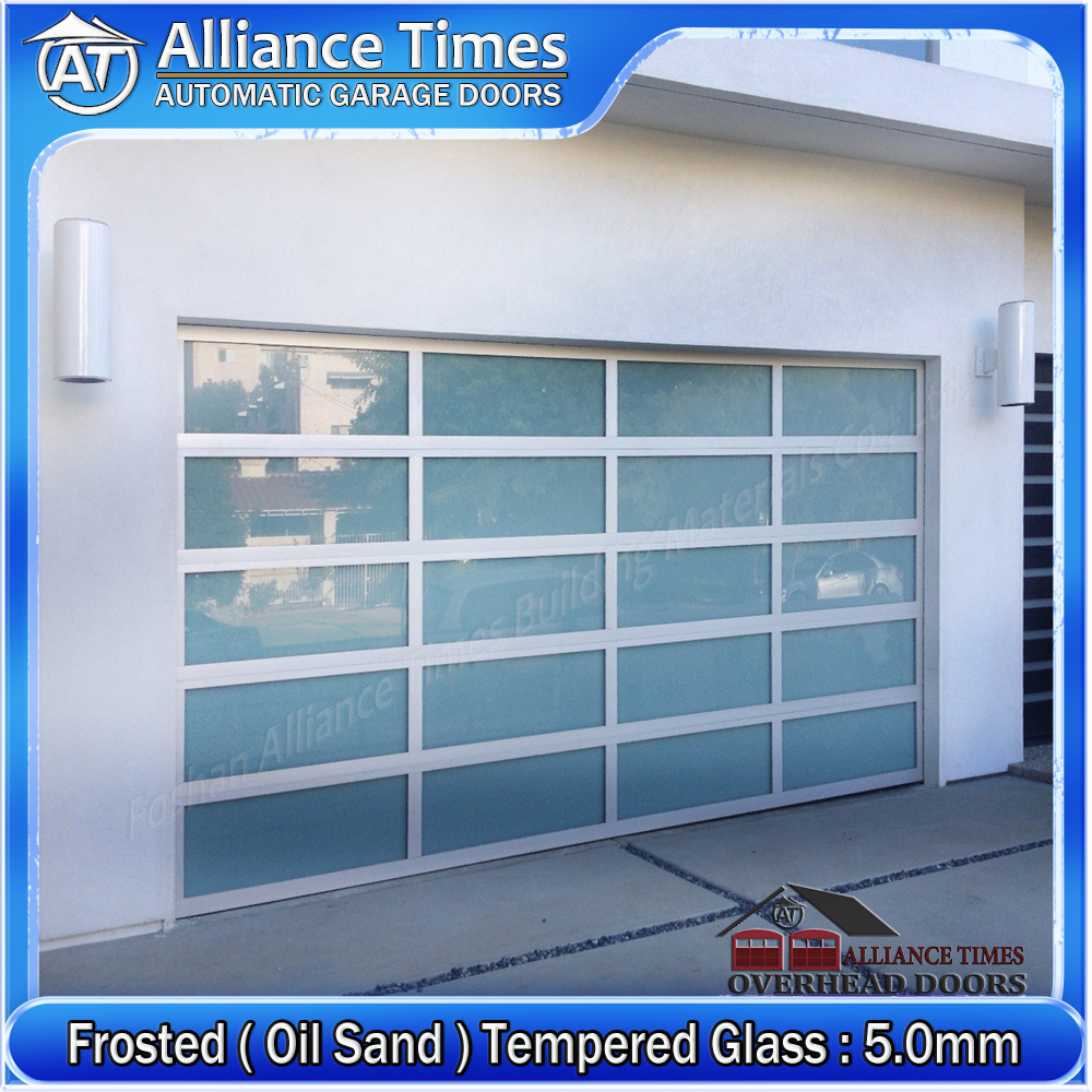 Aluminum Tempered Glass Sectional Garage Doors : Oil Sand Frosted Glass