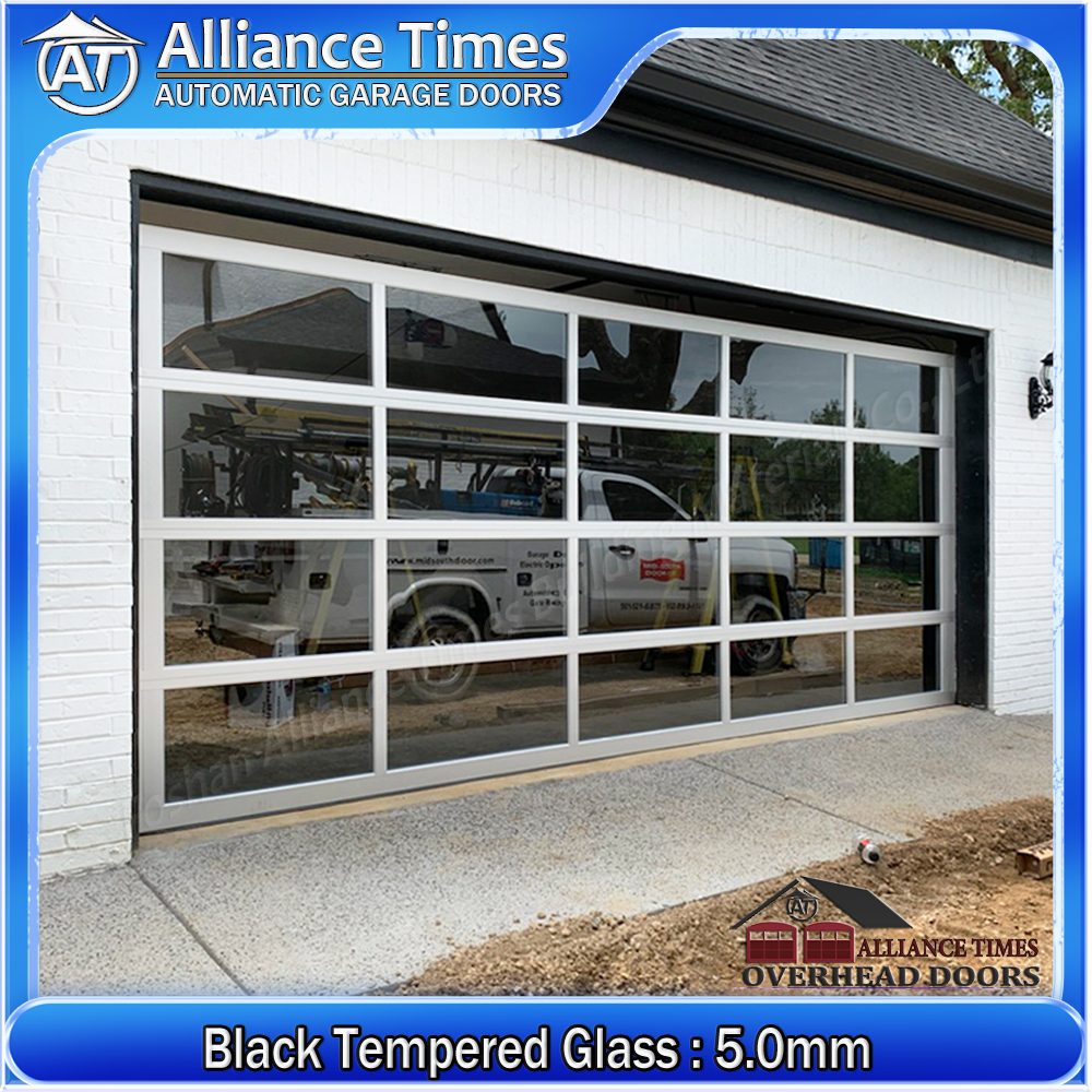 Aluminum Tempered Glass Sectional Garage Doors : Mirror Tempered Glass