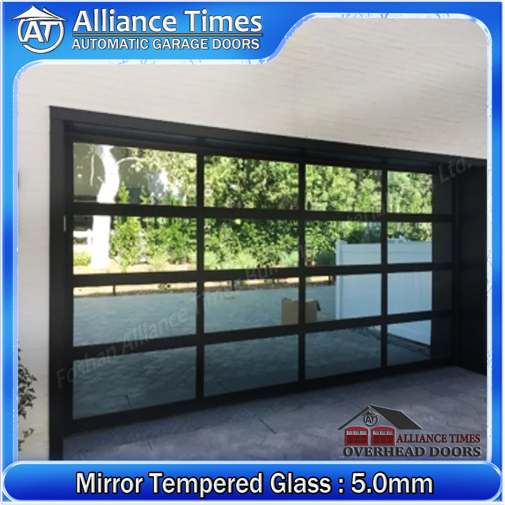 Aluminum Tempered Glass Sectional Garage Doors : Mirror Tempered Glass